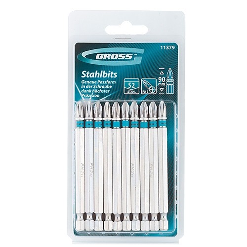 Набор бит РН2 х 90, сталь S2, 10 шт. Gross (11379)