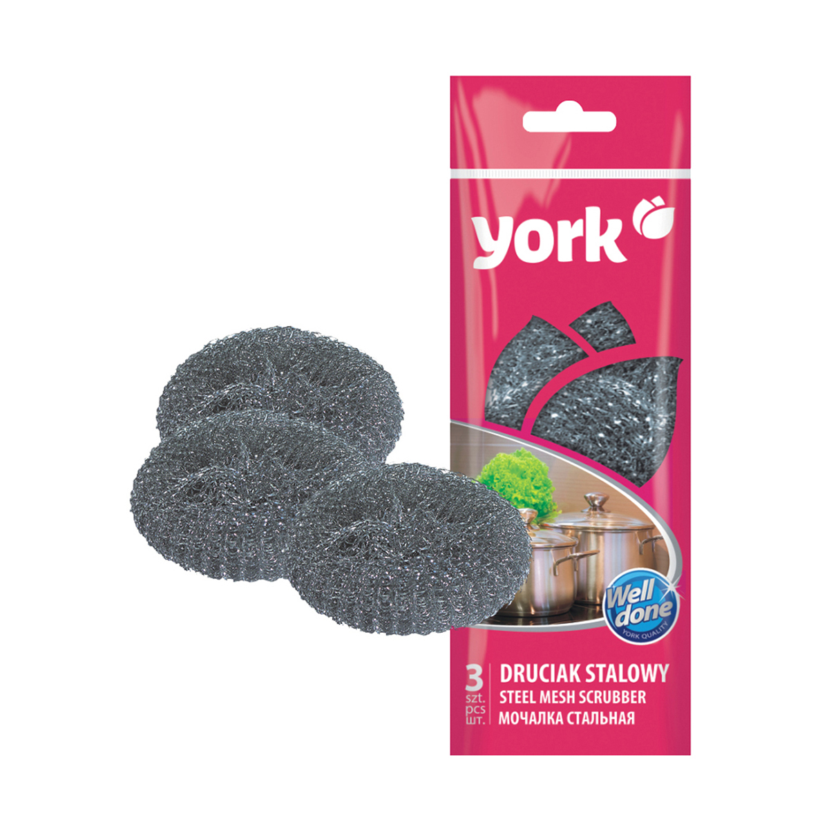 Мочалки для посуды нержав. упак. 3 шт. (1/80) "york"