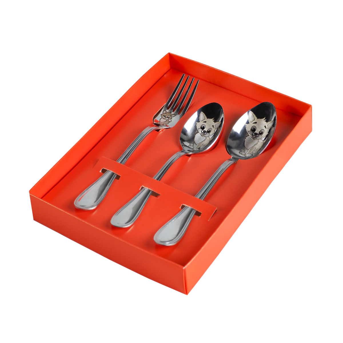 Набор столовых приборов детский м-23 "котенок" 3 предмета (1/40) "павловский завод" дсн-3м23-х.р