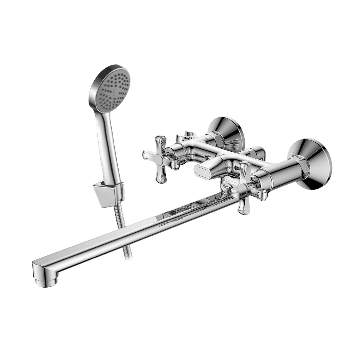 Смеситель для ванн dr52043 двухвентильный, поворотн. излив 300 мм (1/12) "decoroom"