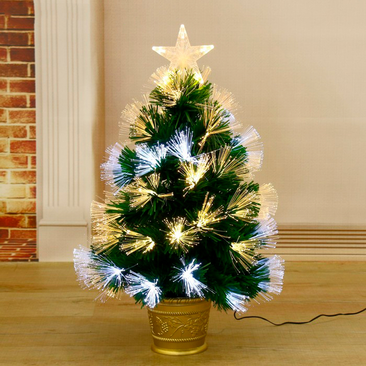 Ель декор. фиброоптич. t846av12-60  60 см, 55 веток (зеленая) "зимнее волшебство" 2338603