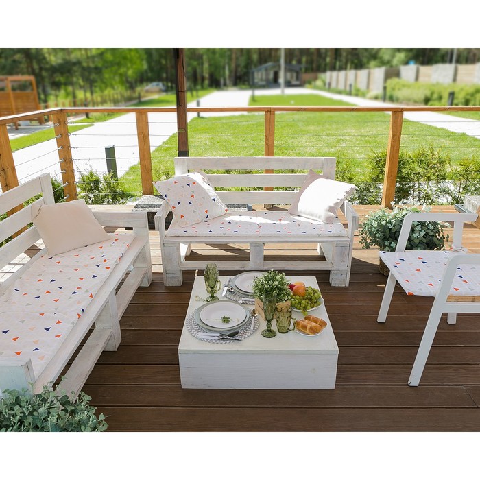 Подушка на скамейку "треугольники" 45*150 см (1/4) "этель" 4264641