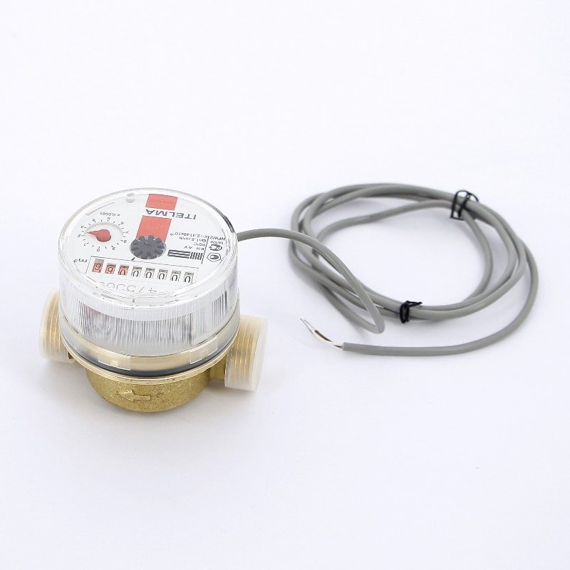 Cчетчик для горячей воды с импульсным выходом ИТЭЛМА WFW24 L=80 90˚C - размер присоединения 3/4"