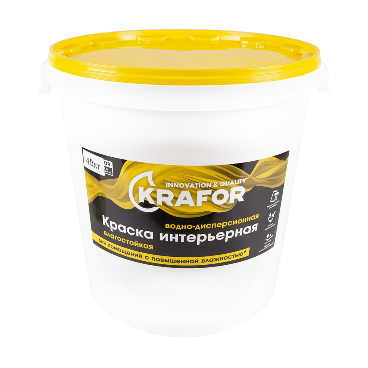 Краска в/д латексная  интер. влагостойкая 40 кг (1) "krafor"    (желт.)