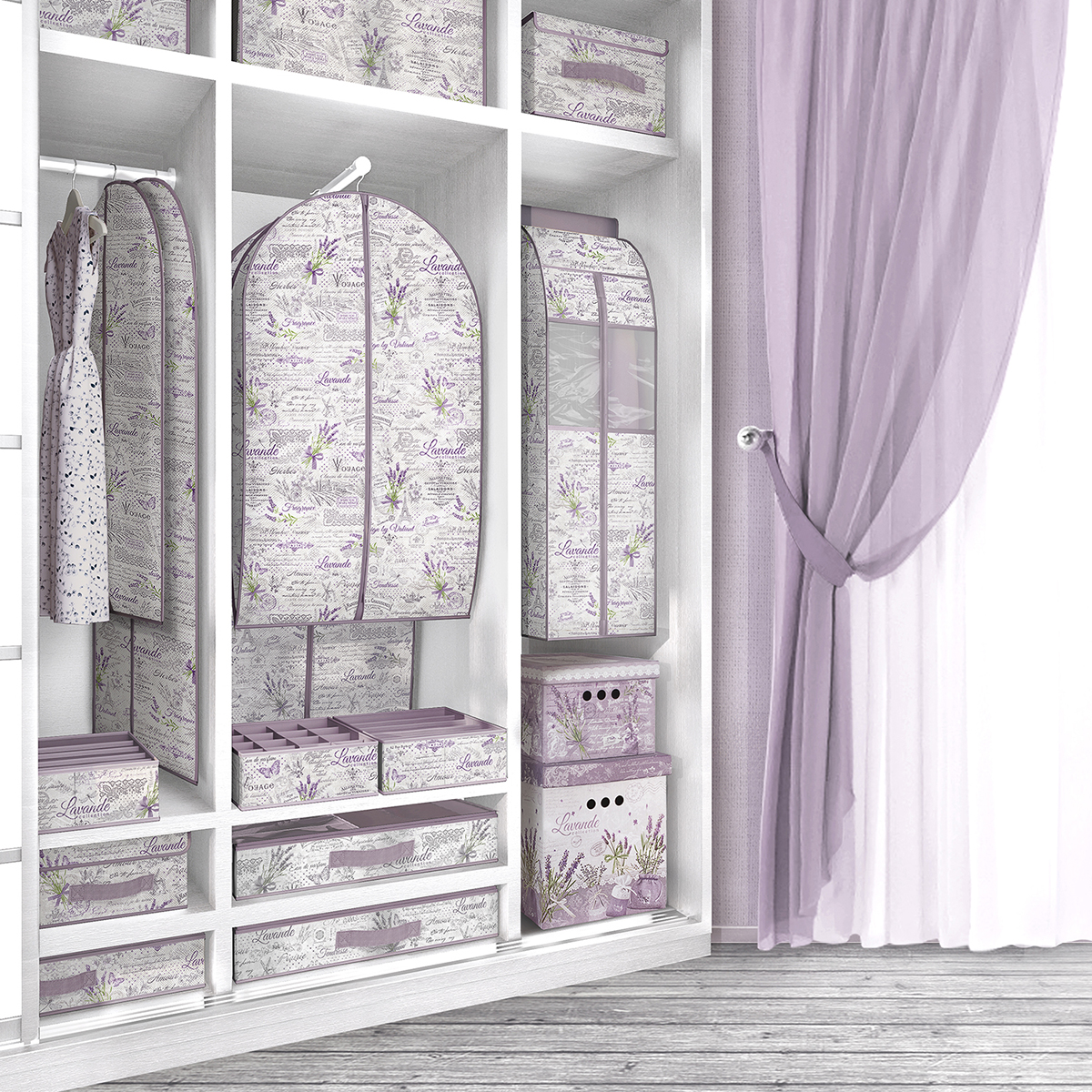 Короб для хранения "lavande" 30*40*25 см с крышкой (1/18) "valiant" lv-box-lm