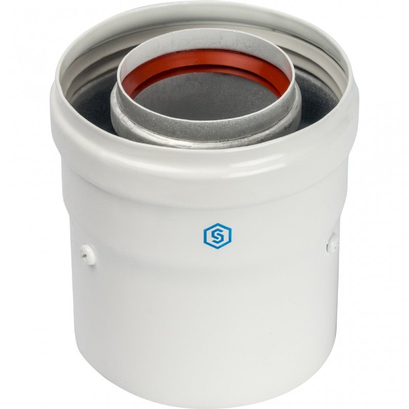 Адаптер вертикальный 60 х 100 для коаксиальных дымоходов (совместим с Vaillant/Ariston) STOUT