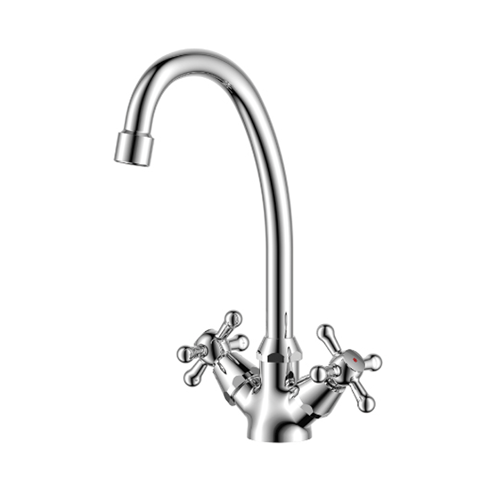 Смеситель для кухни  y02-71  поворотн. излив, двухвентильный(1/12) "rossinka"