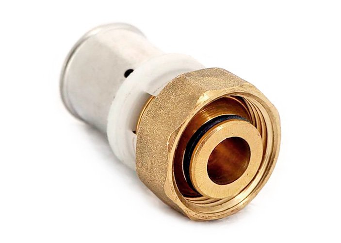 Муфта (ВР) 16 x 3/4" под пресс с накидной гайкой (евроконус) для МП труб UNI-FITT