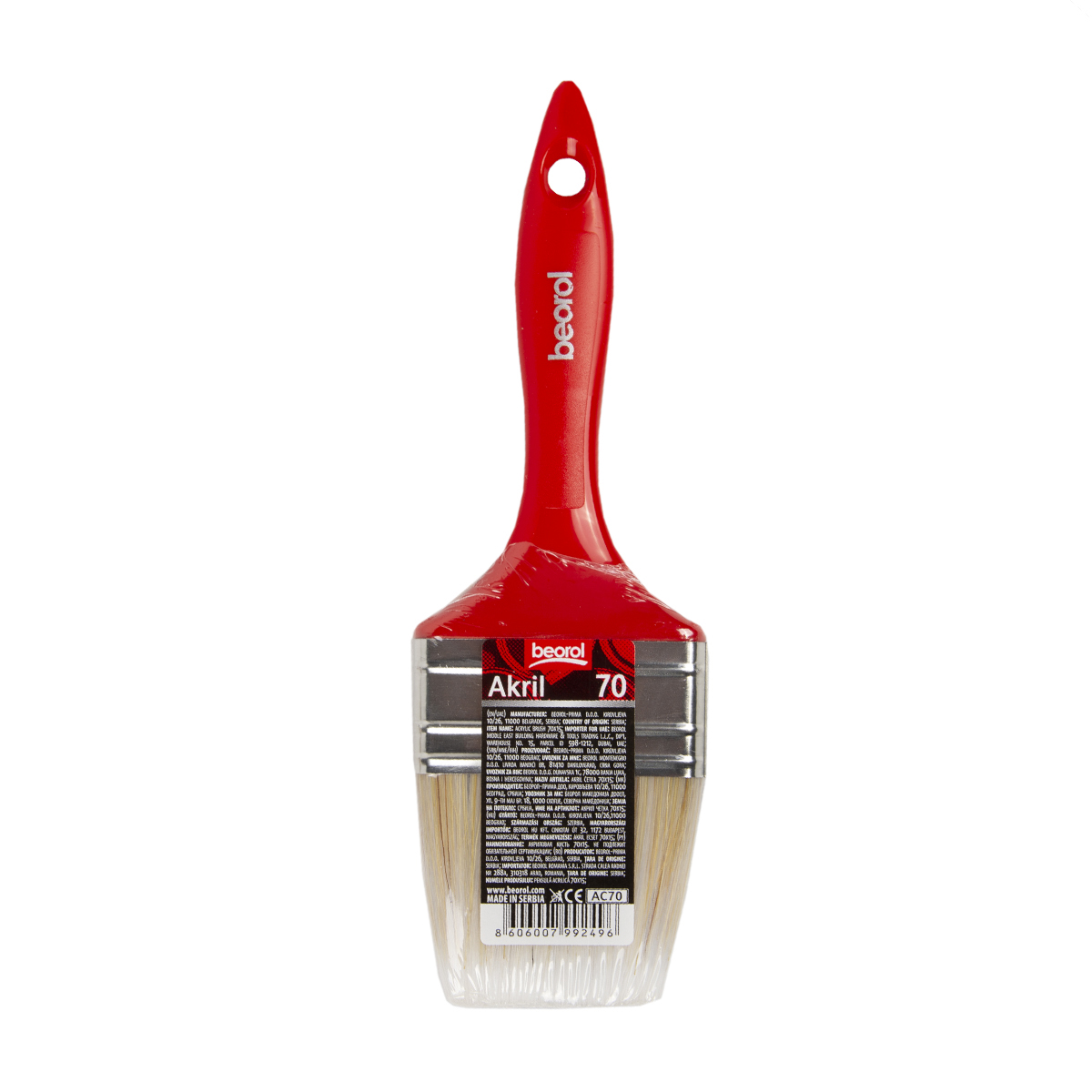 Кисть плоская акриловая 70 х 15 мм (12/72)  "beorol"