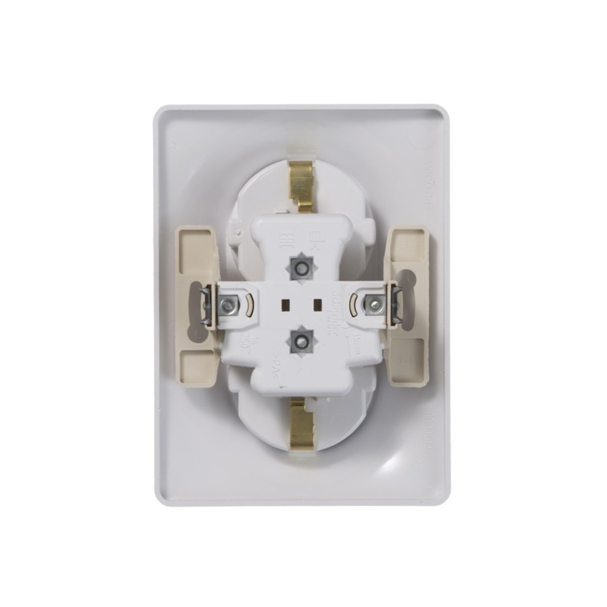 Розетка "glossa" 2-х местн. с заземл. 16а, белый (1/10/60) "schneider"