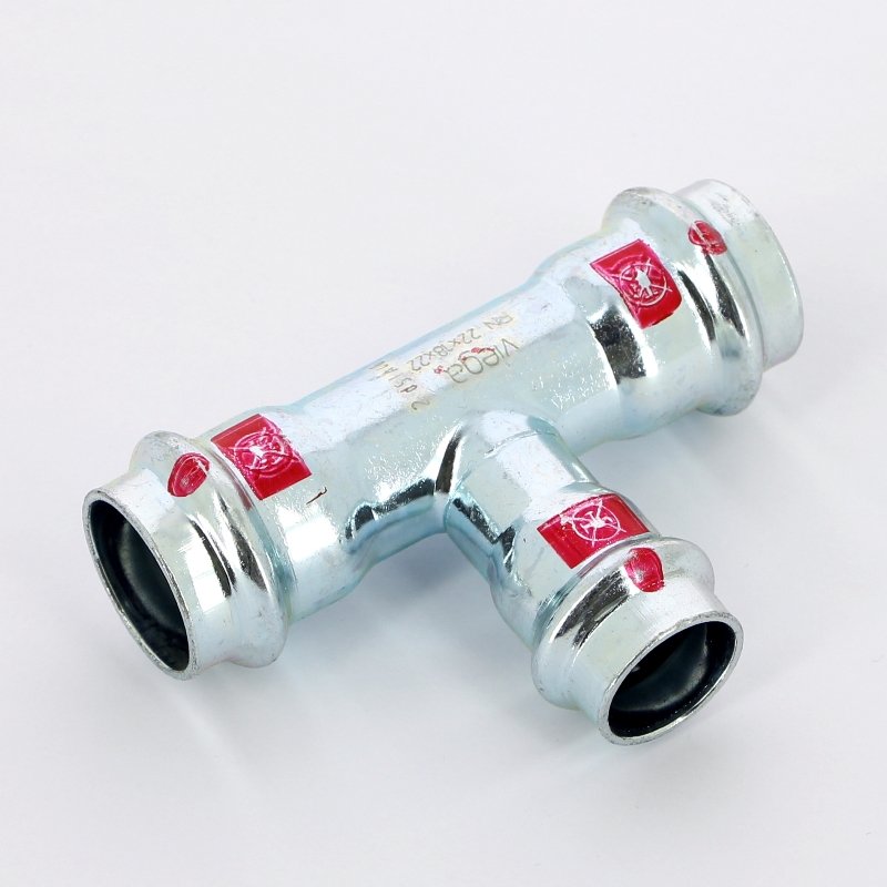 Тройник пресс 22x18x22 оцинкованная сталь Prestabo VIEGA