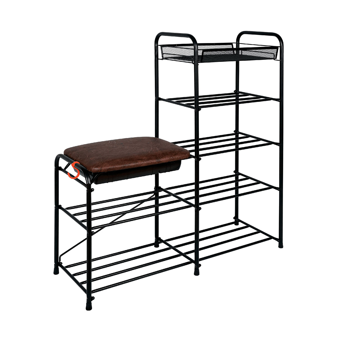 Подставка для обуви "альфа 35" 5 полок с сиденьем и ящиком (890*300*950 мм) черный (1) пдоа35ся ч