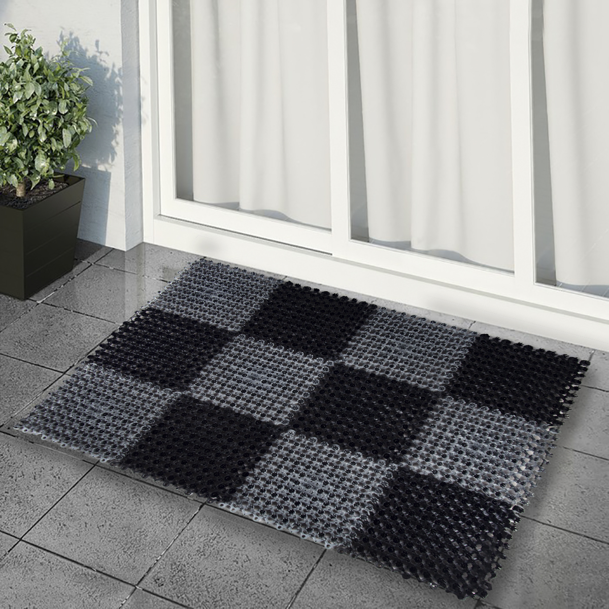 Коврик травка 42*56 см (черно-серый) (1/20) "sunstep" 71-003