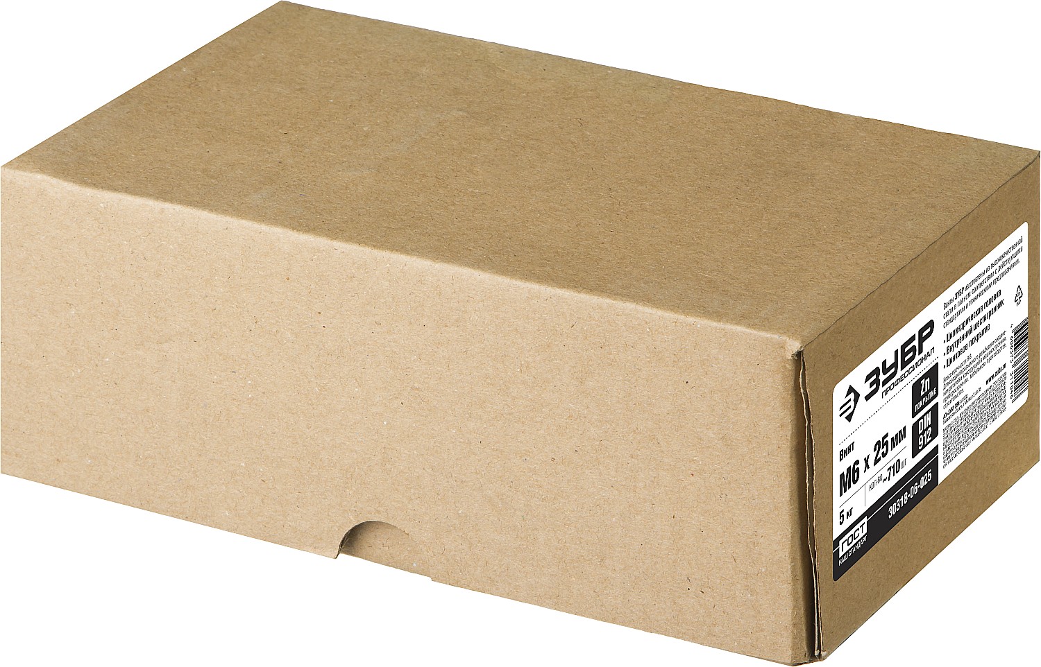 ЗУБР DIN 912, кл. пр. 8.8, М6 х 25 мм, цинк, 5 кг, винт с внутренним шестигранником, Профессионал (30318-06-025)