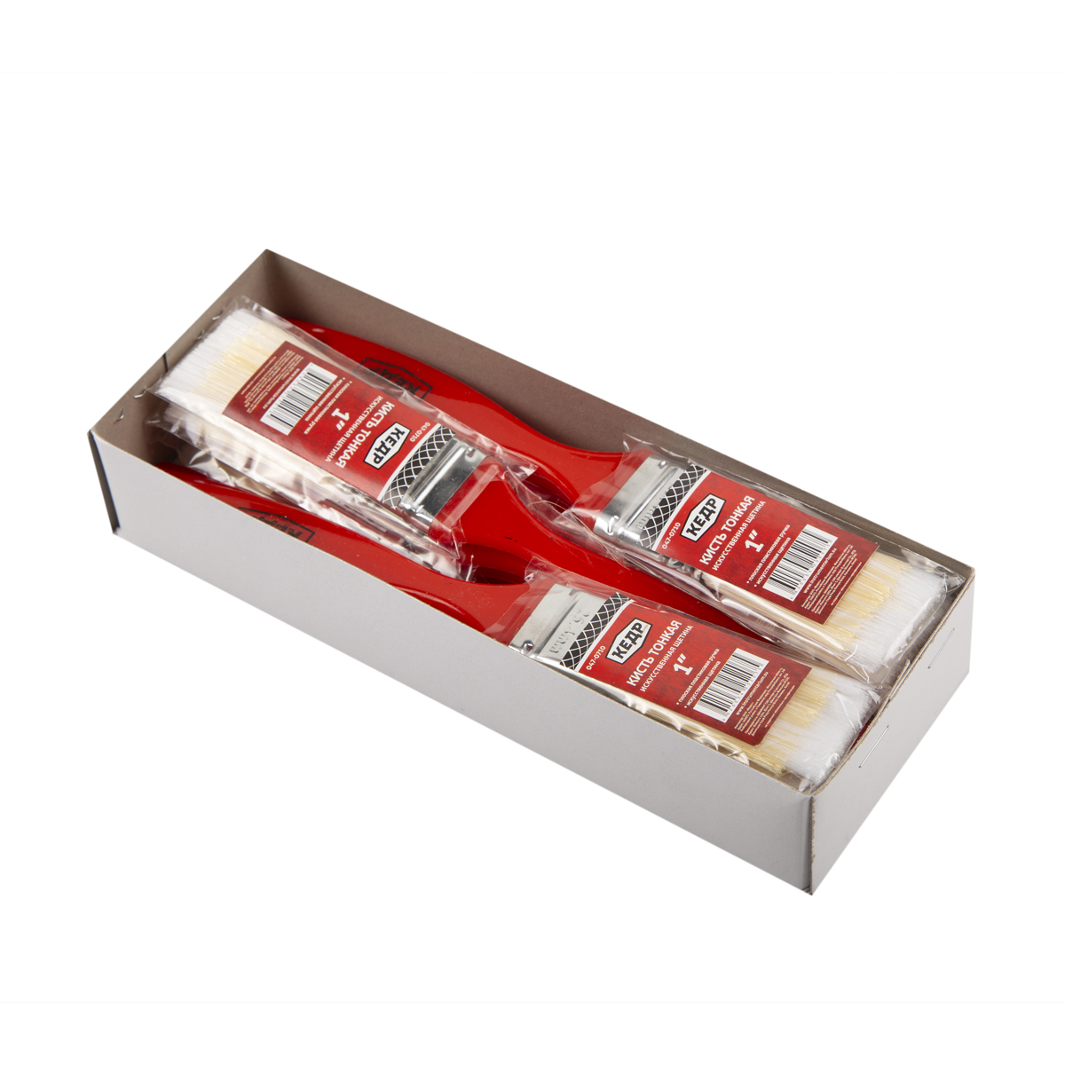 Кисть плоская тонкая искуств.щетина  №1 /25 мм (12/1200) пласт.ручка "кедр"  047-0710