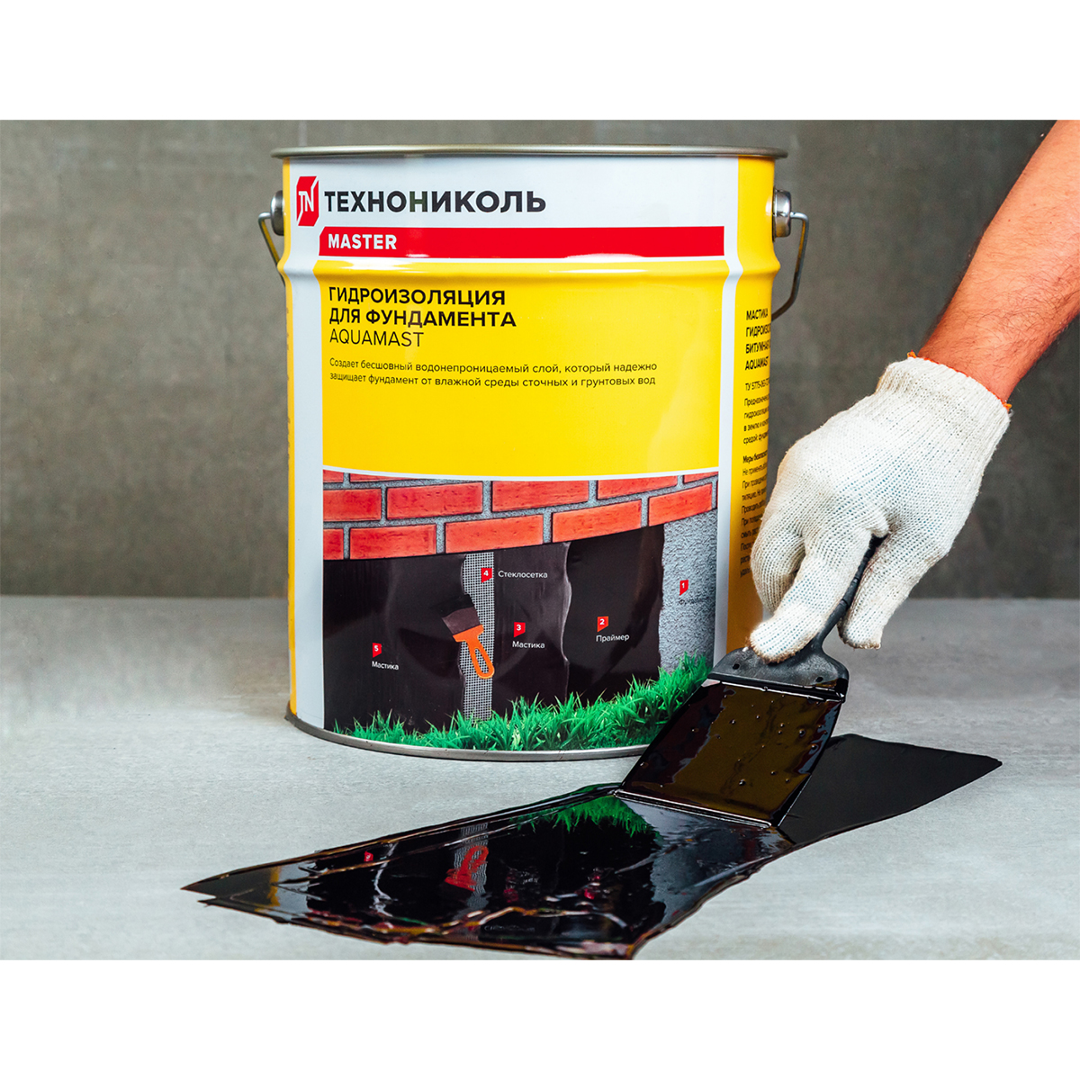 Мастика битумная "aquamast" для фундамента  3 кг (1/4) "технониколь"