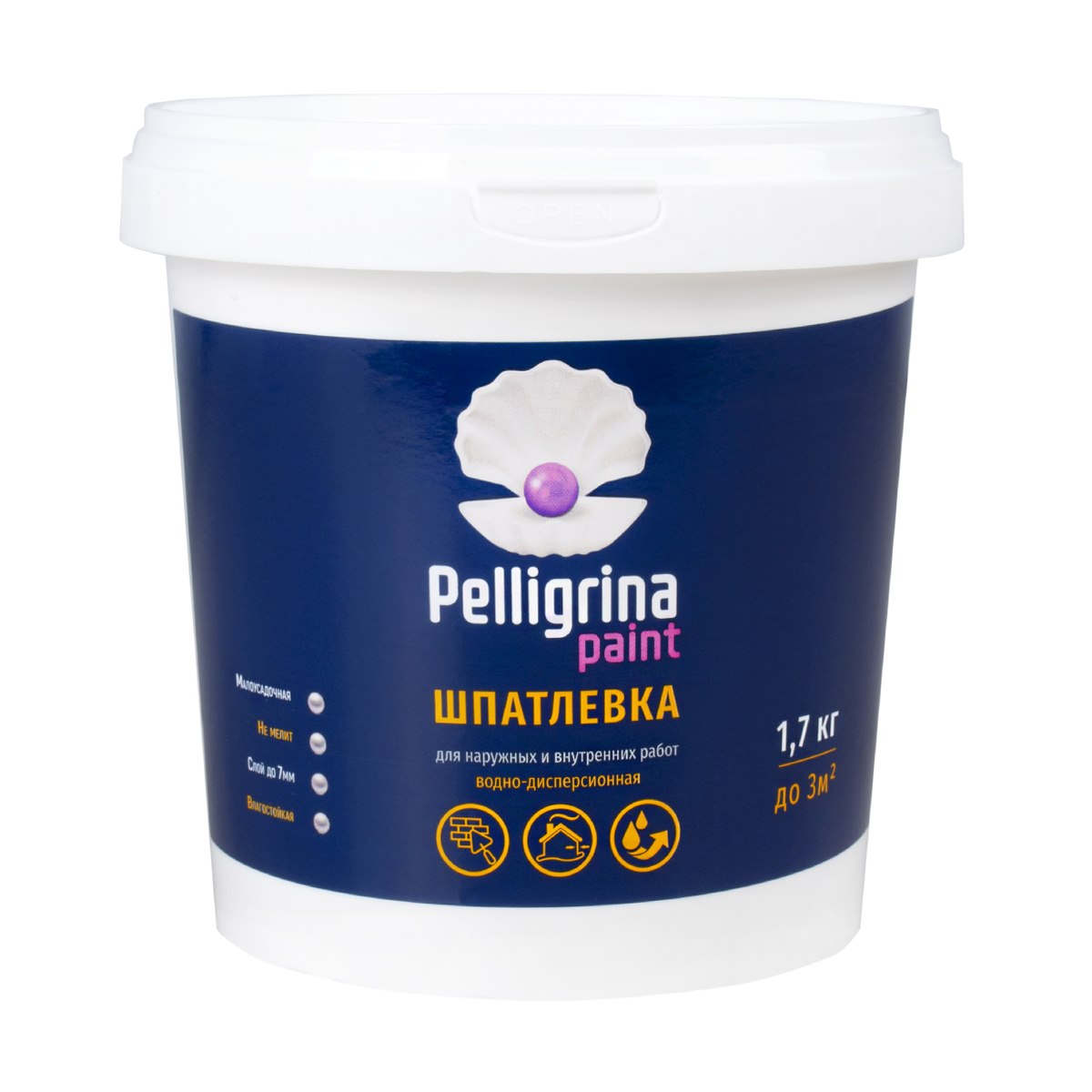 Шпатлевка унив. акрил. для наруж./внутр. работ  1,7 кг (6) "pelligrina paint"