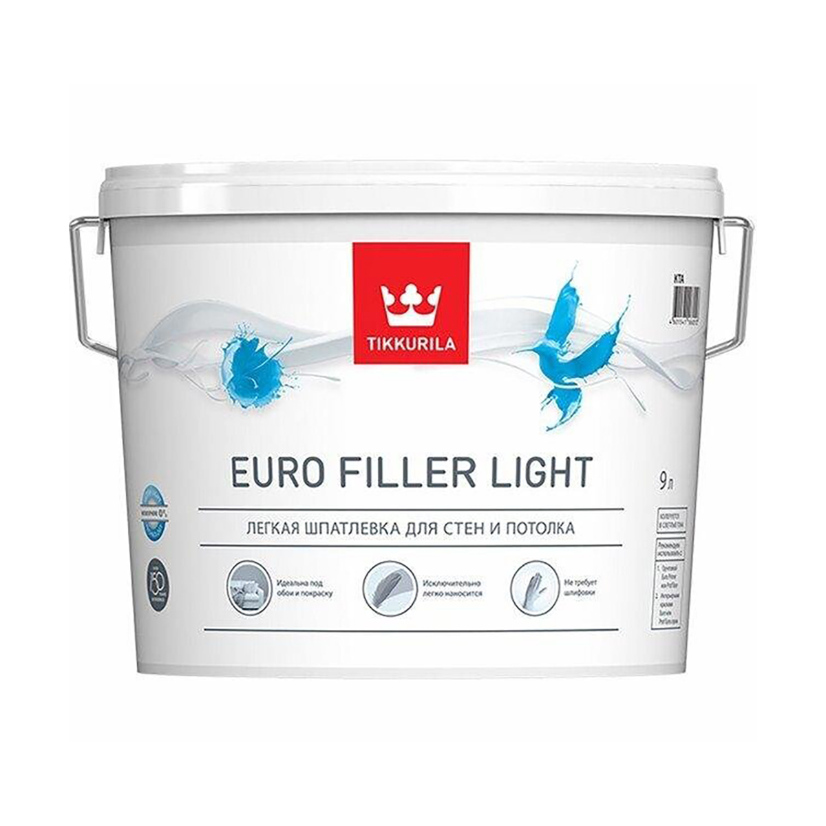 Евро филлер лайт kta  9 л (1) шпаклевка легкая "тиккурила"