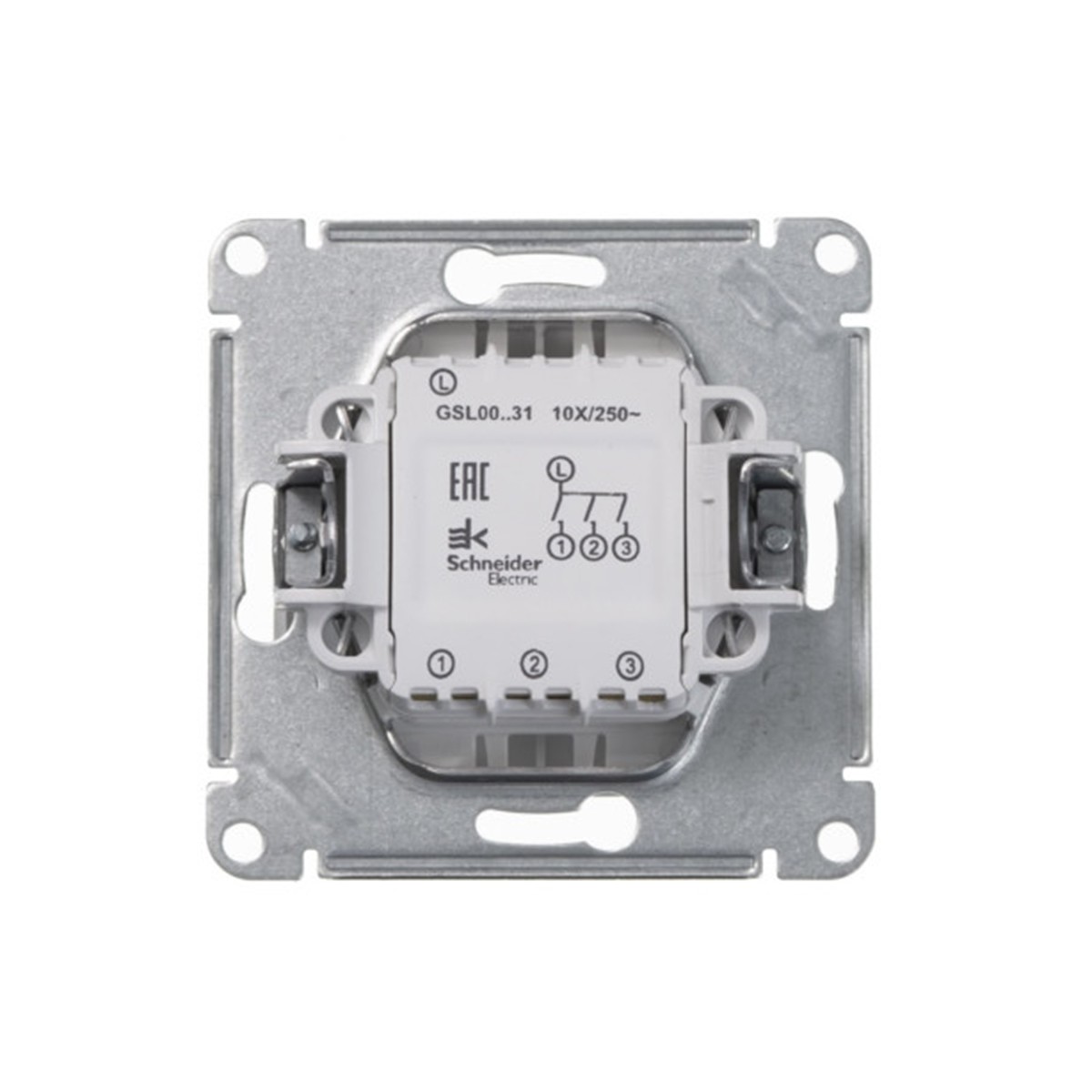 Выключатель "glossa" 3-х кл. (механизм) 10а, белый (1/20/160) "schneider"