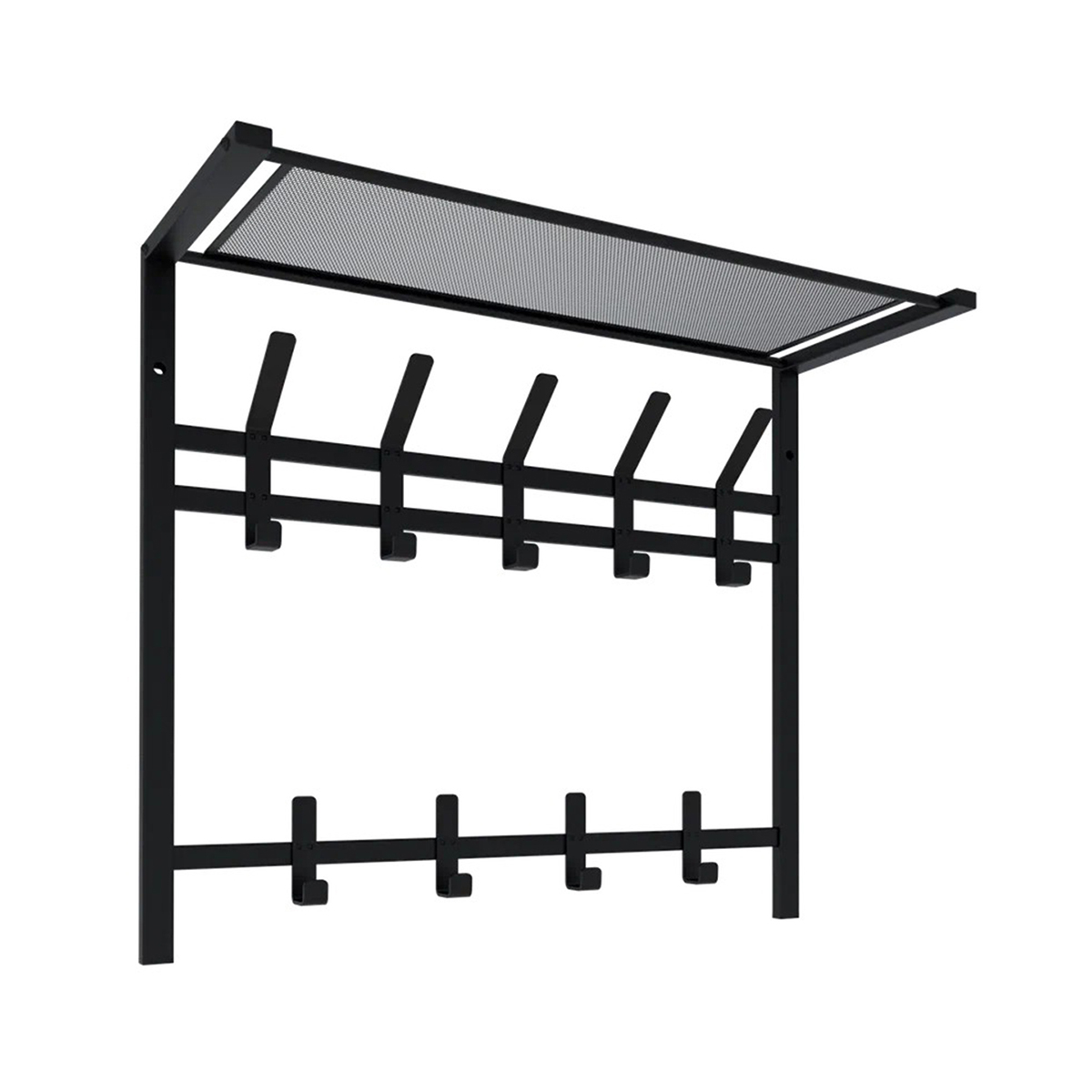 Вешалка настенная с полкой 2-х ярусная "торонто 22" (9 крючков) 670*270*585 мм черный (1) вспт22 ч