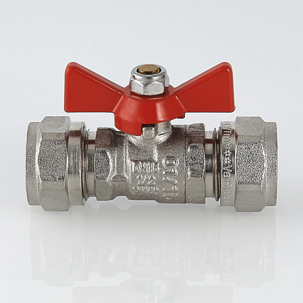 Кран шаровый VALTEC бабочка обжим двухсторонний редуцированный 16 х 16