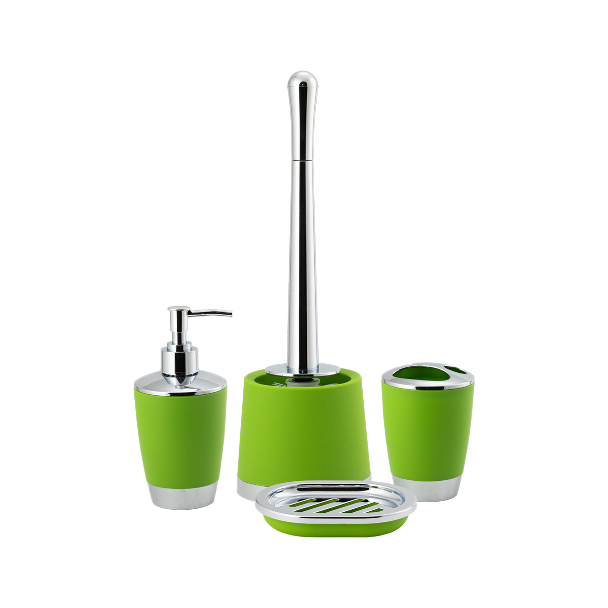 Туалетный набор "альма" ерш с подставкой, пласт. (зеленый) (1/6) "аквадекор" attp-2100grn-05