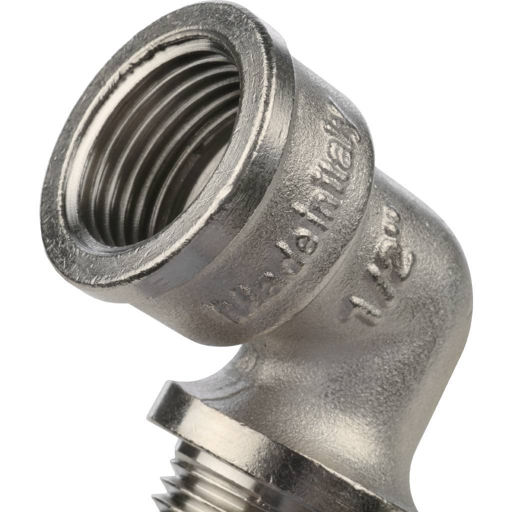 Угол резьбовой ВН с упором 1/2" никель STOUT
