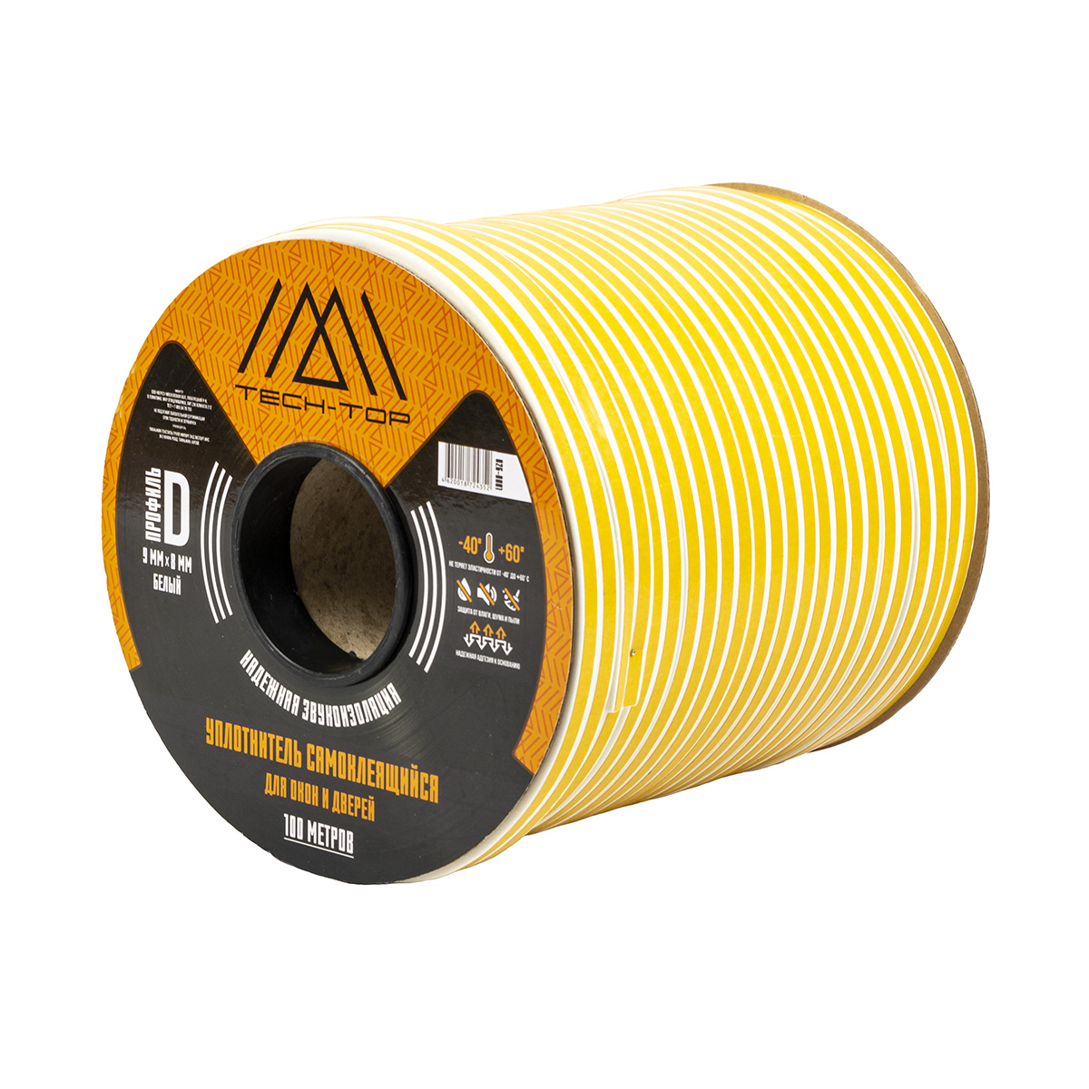 Уплотнитель d 9 х 8 мм белый бухта 100 м (1/8) "tech-top"