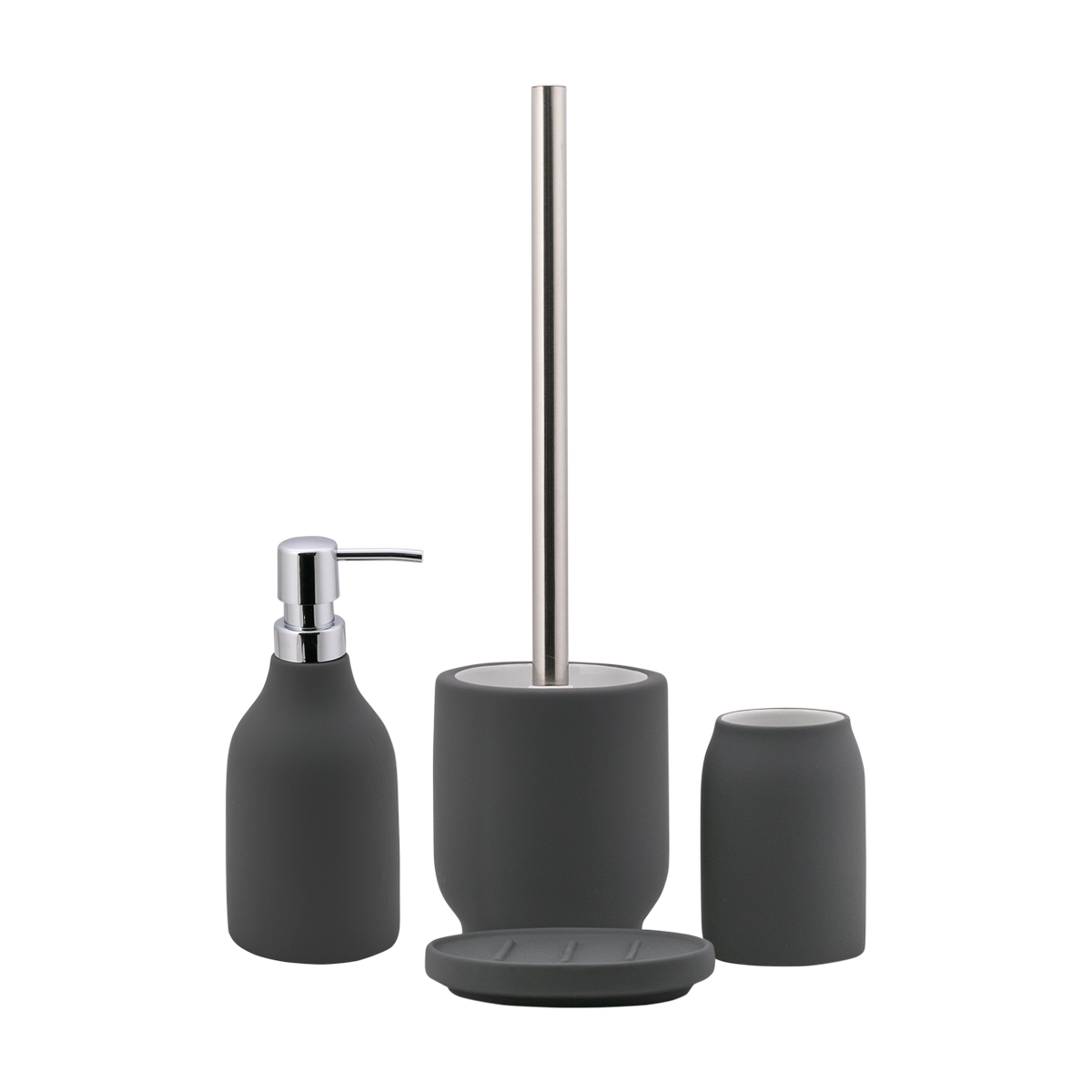 Стакан для ванной комнаты "unna" керамика/резина (темно-серый) (1/12) "swensa" swtc-1204dgy-03