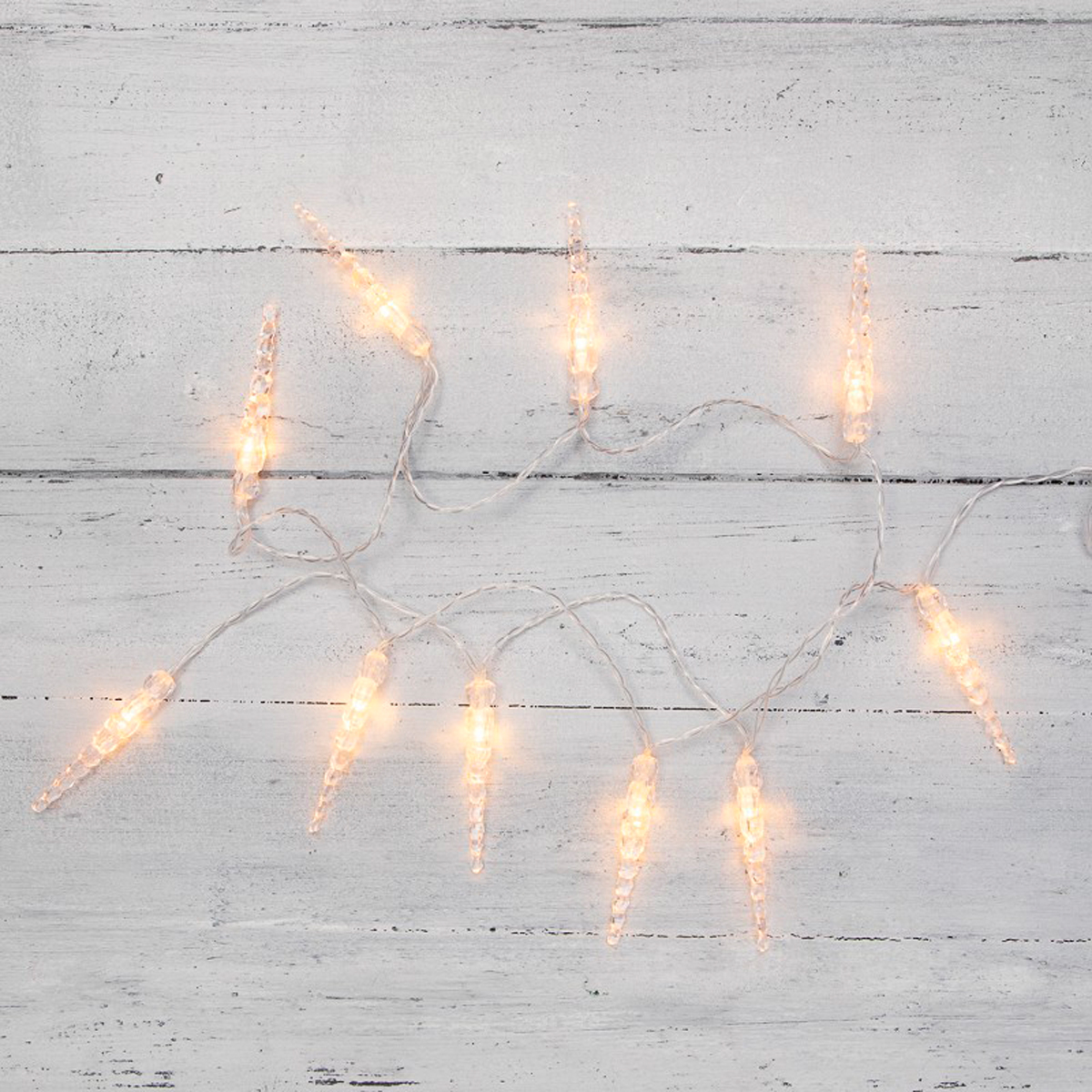 Электрогирлянда "сосульки" 1,5 м, 10 теплых ламп, шнур прозр. (1/100) "neon-night" 303-093