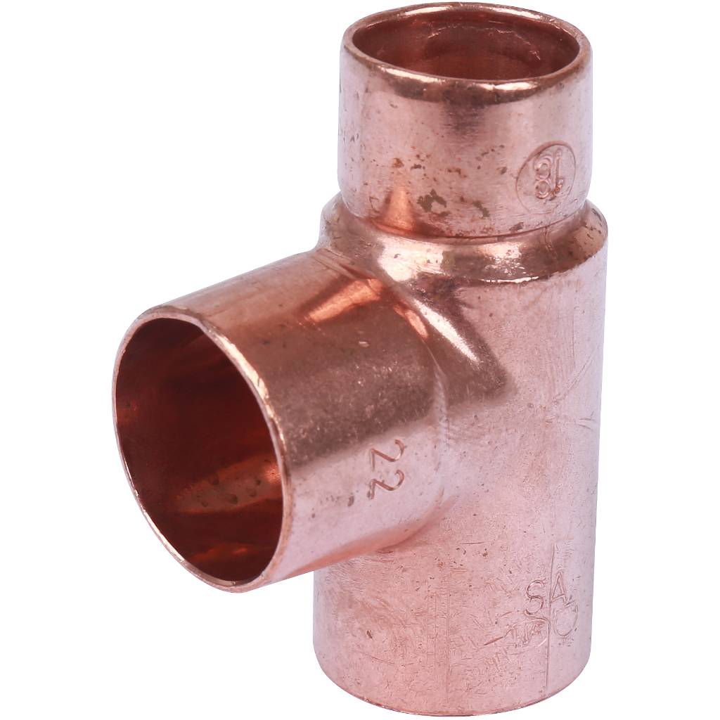 Тройник переходной 22х22х18 мм медный под пайку SANHA 15130222218