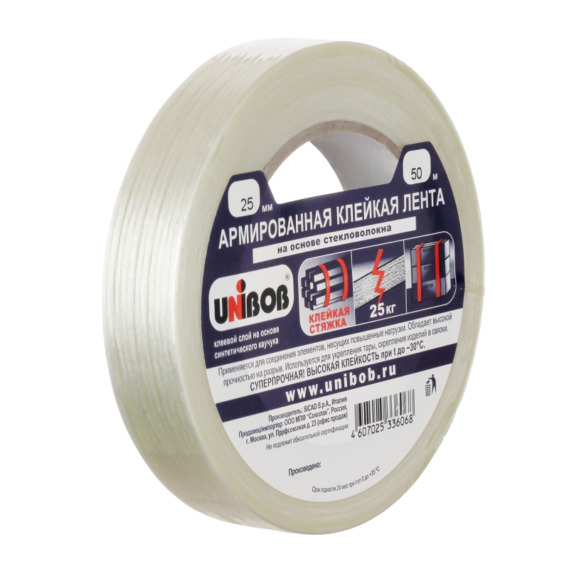 Лента клейкая армиров. 19 мм х 50 м (48) "unibob"