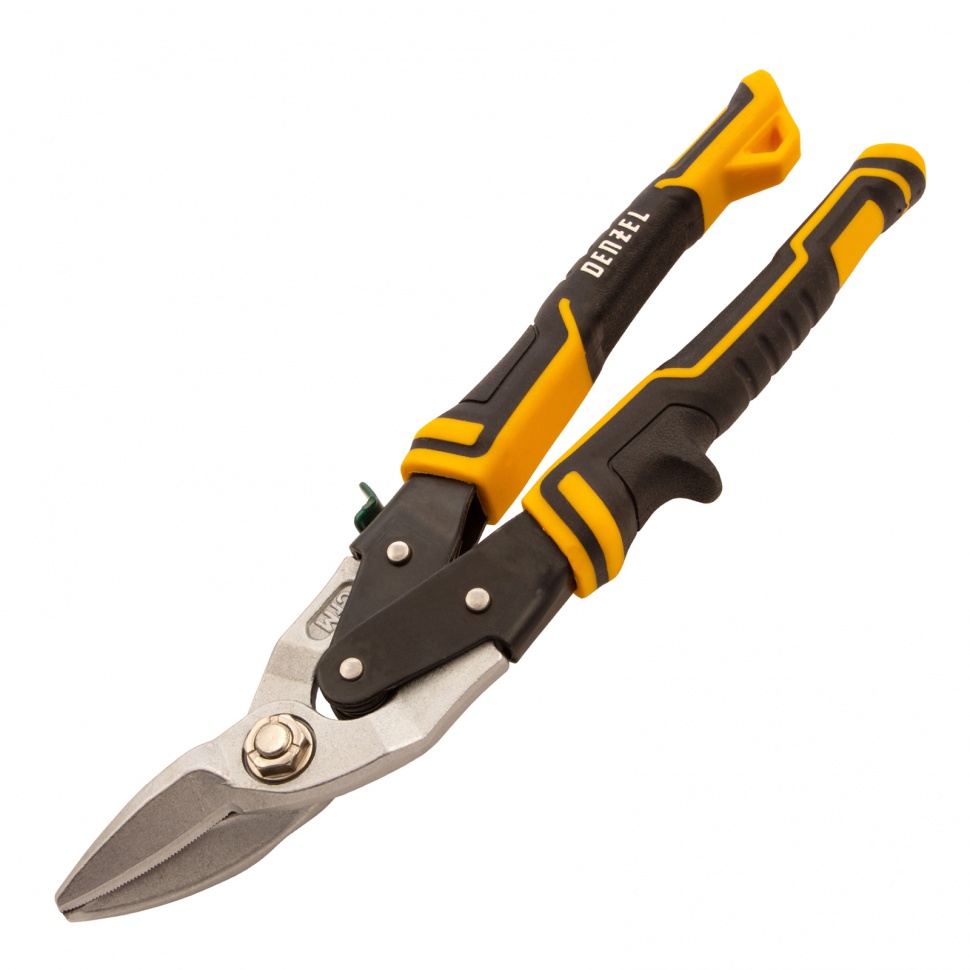 Ножницы по металлу, 270 мм, прямой и правый рез, сталь-СrMo, трехкомпонентные рукоятки Denzel (78371)