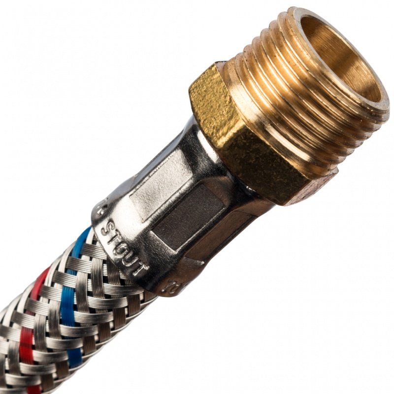 Гибкая подводка для воды НР 3/8 х ВР 1/2 STOUT - 600 мм