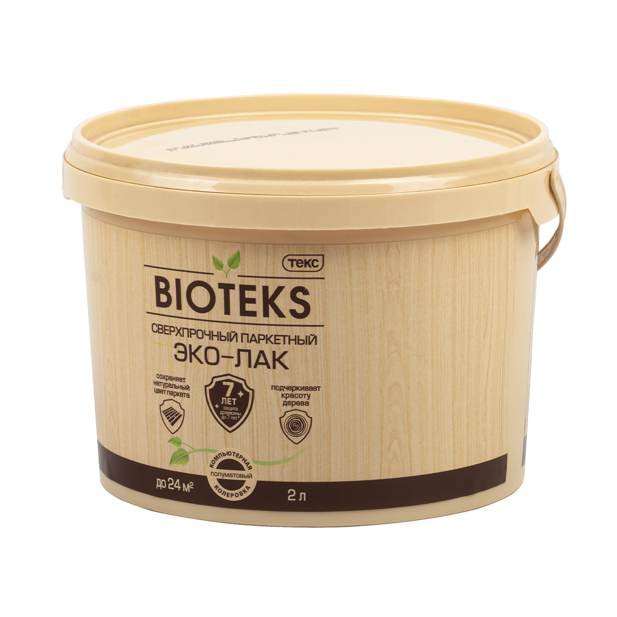 Лак "bioteks" (лак "профи") паркетный водный  п/матов.  2 л (1) текс