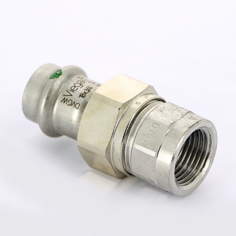 Муфта пресс-В разъёмная 18x1/2" с плоской прокладкой нержавеющая сталь Sanpress Inox VIEGA