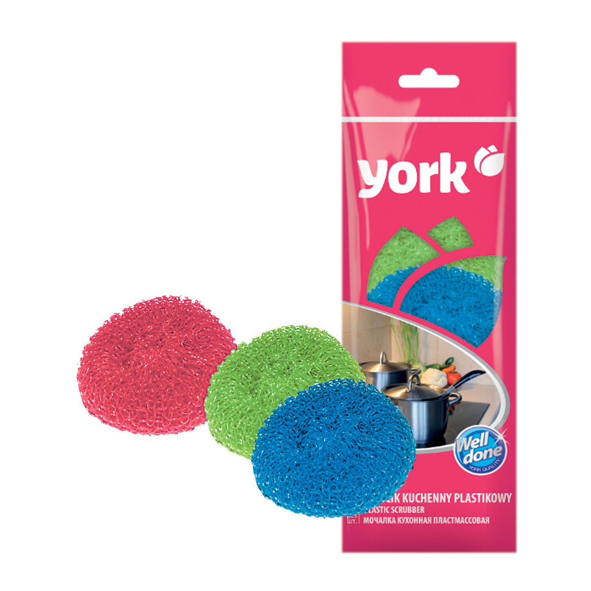 Мочалки для посуды пластик. упак. 3 шт. (1/100) "york"