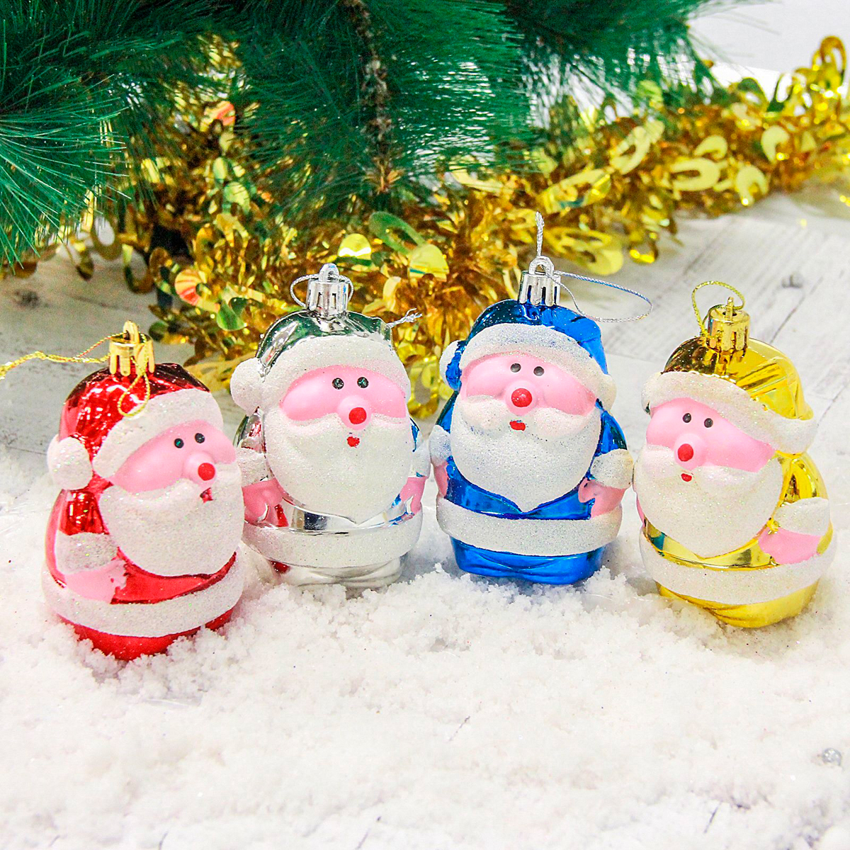 Украшение новогоднее "дед мороз" (набор 4 шт.) 7,5*4,5 см  "зимнее волшебство" 2178129