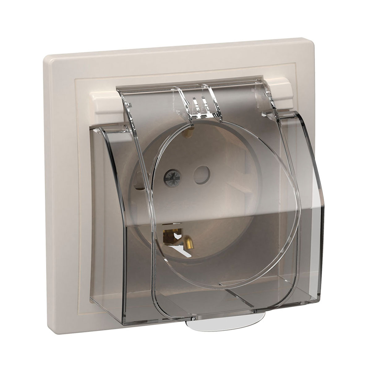 Розетка "кварта" 1 местн. с заземл, с шторк, с крыш. рсбш11-3-ккб-44 (керам.) белый (1/6/120) "iek"