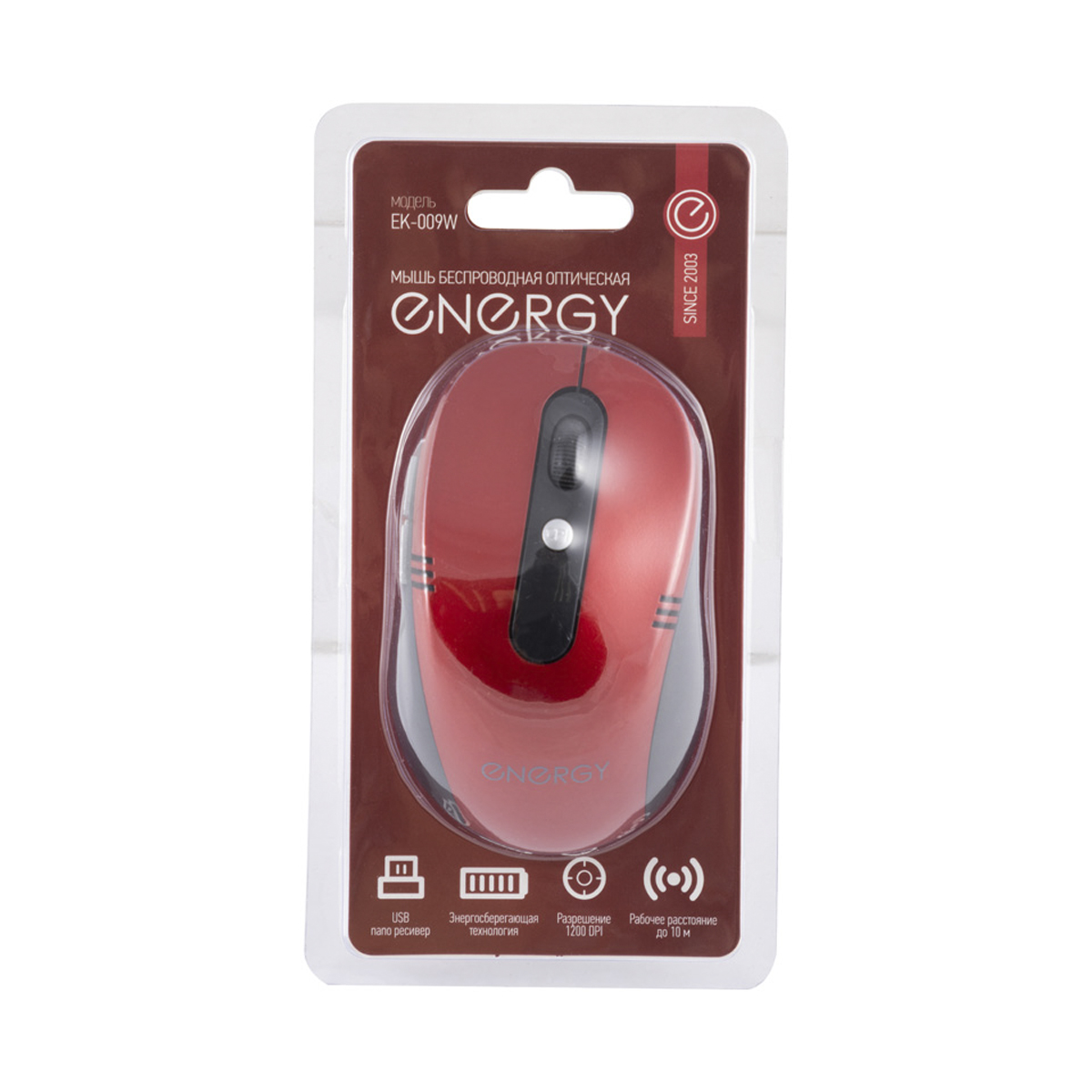 Мышь беспроводная оптическая ek-009w (черный/красный) (1/60) "energy"