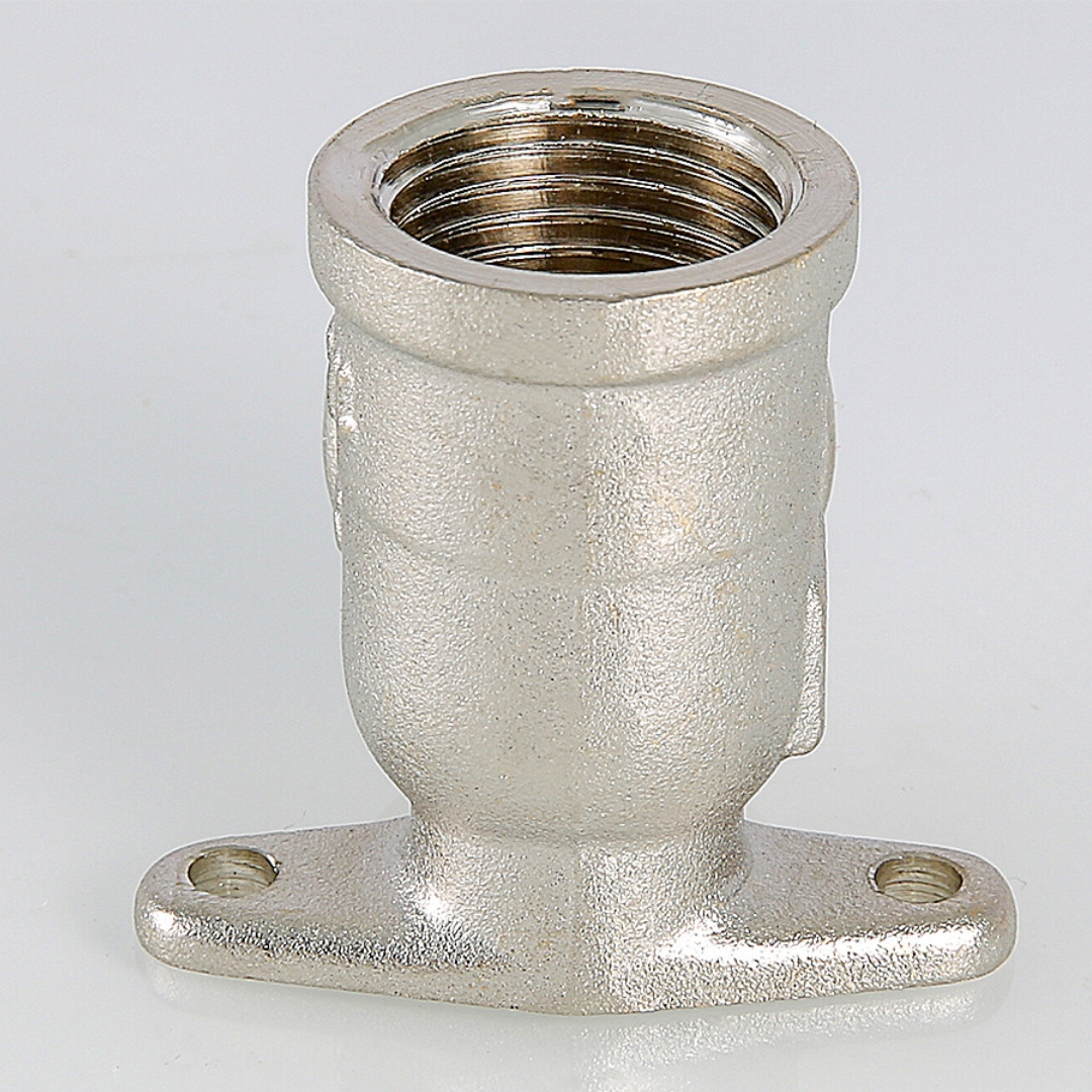 Угол 90° резьбовой 1/2" с креплением (водорозетка) (ВР) латунь-никель VALTEC (VTr.751.N.0004)