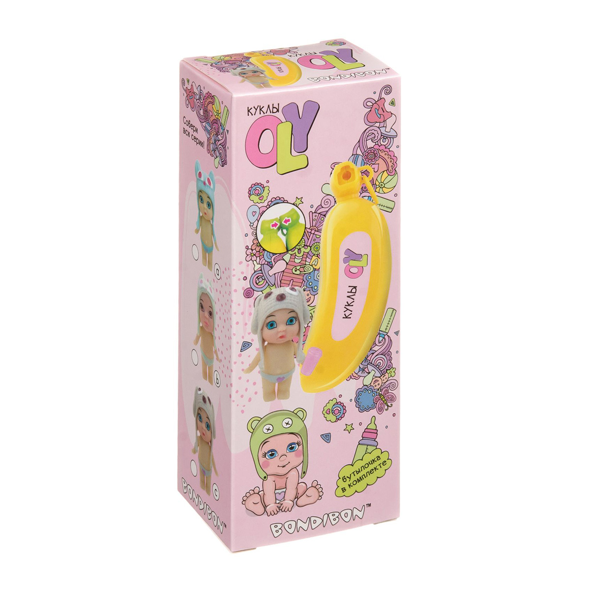 Набор игровой "oly" кукла в банане (шапочка-ушанка курочка, аксессуары) "bondibon" вв3844