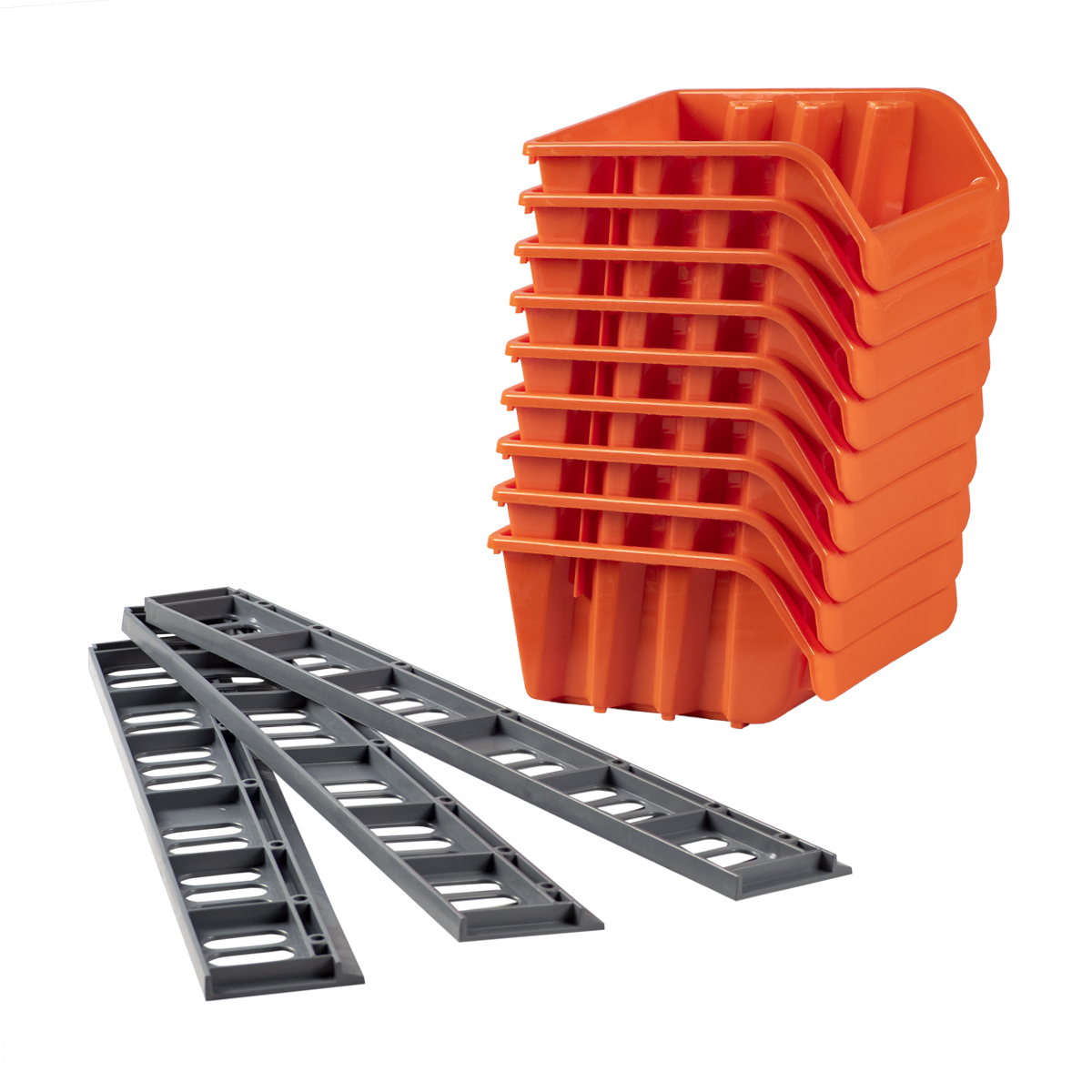 Набор лотков для метизов (малые, 9 шт. с планкой), оранжев. (1/6) "blocker"  br3743ор