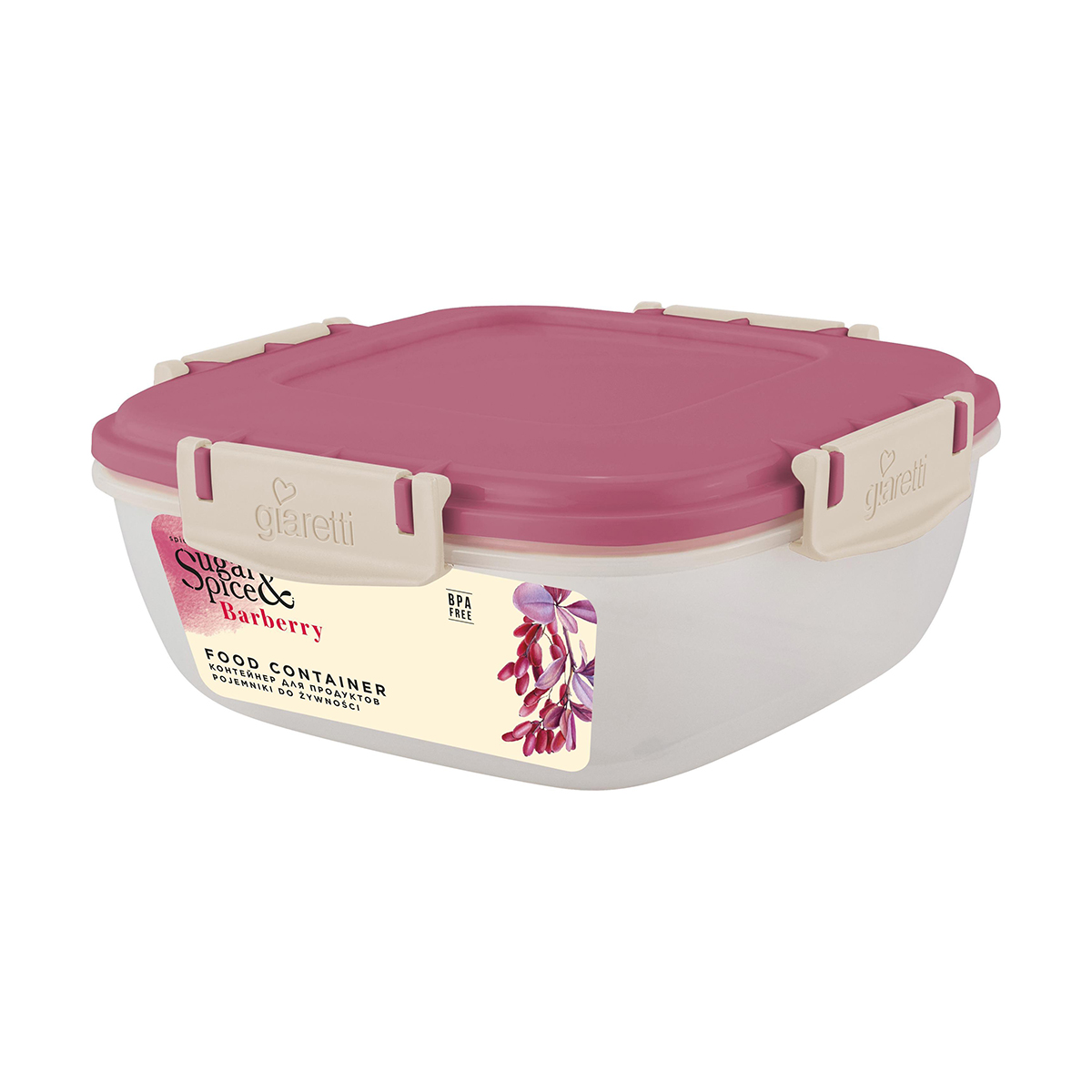 Контейнер для продуктов "barberry" 0,35 л квадратный (брусника) (1/18) "sugar&spice" se223910054