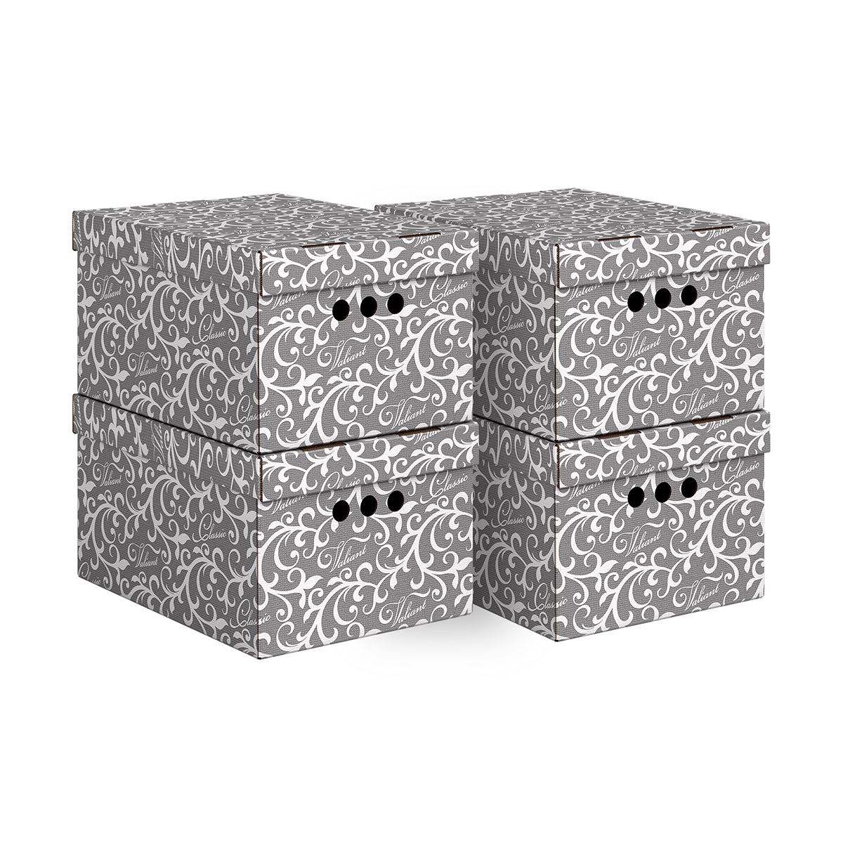 Короб для хранения "classic grey" 25*33*18,5 см (набор 4 шт.) тем-сер (1/10) "valiant" cg-bctn-dr-4s