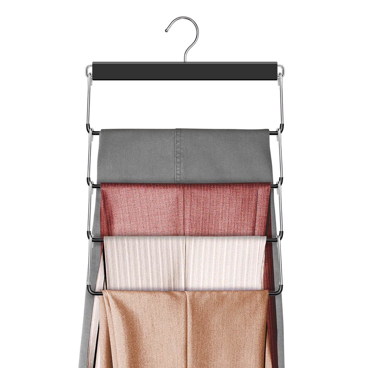 Вешалка для брюк 4-х уровневая секционная, с противоскольз. покрытием, черная (1/30) "valiant" bh-s4