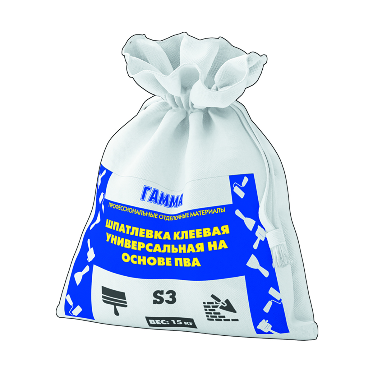 Шпаклевка клеевая на основе пва универсальная 15 кг (1) "гамма ремонта"