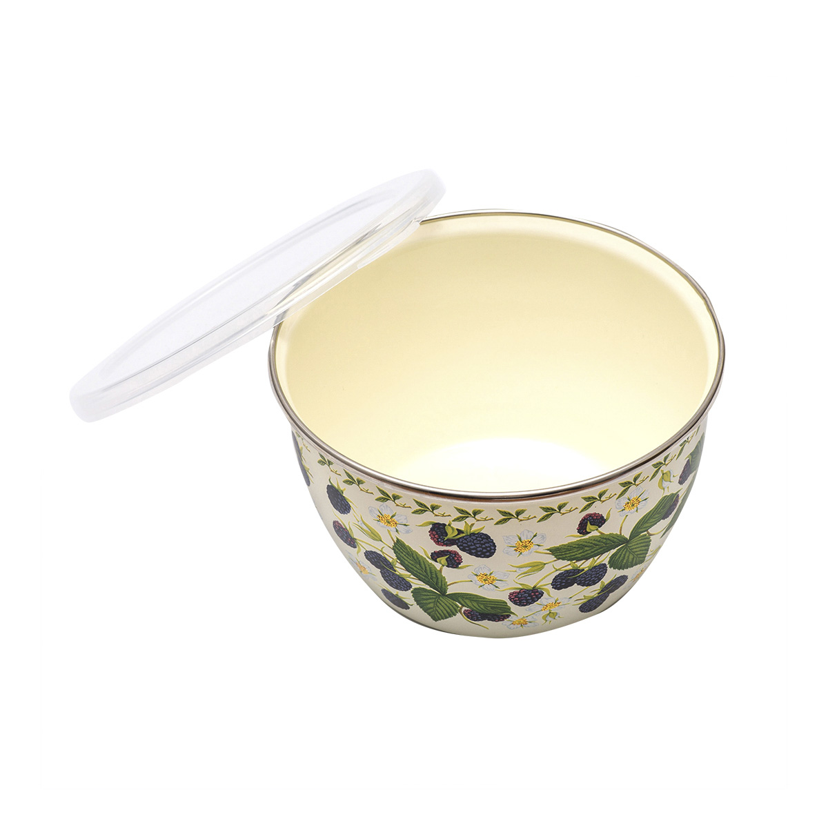 Миска эмалиров."ежевика" 1,7 л, 16 см пласт. крышка (1/4) "metrot"