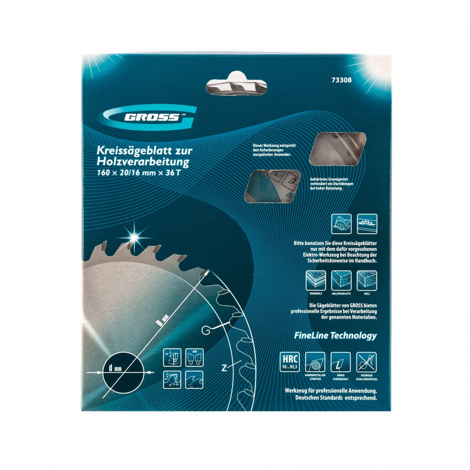 Пильный диск по дереву 160 x 20/16 x 36Т Gross (73308)