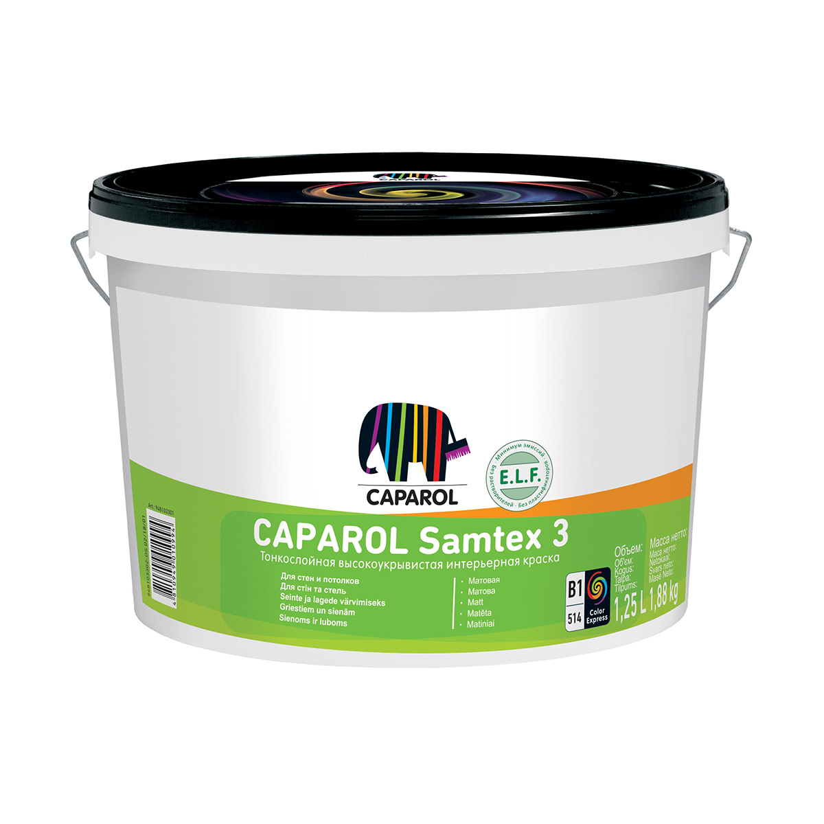 Краска интерьерная "samtex 3 elf" база 1 (белая) 1,25 л (1) "caparol"